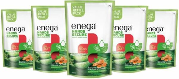 enega Hand Secure Liquid Hand Wash With Aloe&Turmeric Refill-180ML(Pack of 5) Hand Wash Refill Pouch - Price in India, Buy enega Hand Secure Liquid...