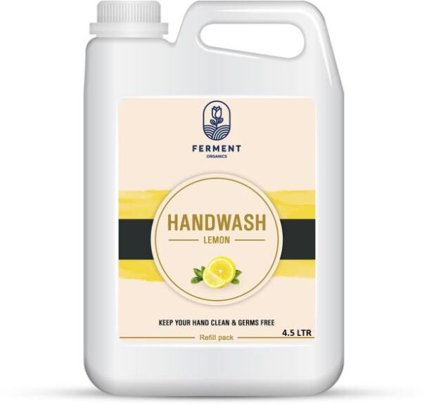 FERMENT ORGANICS Lemon Handwash Liquid , Nature Germ Protection and Skin Moisturizing Hand Wash Can