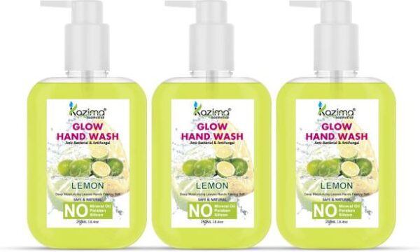 KAZIMA Glow Handwash Germ Protection Liquid Soap Lemon Hand Wash Pump Dispenser