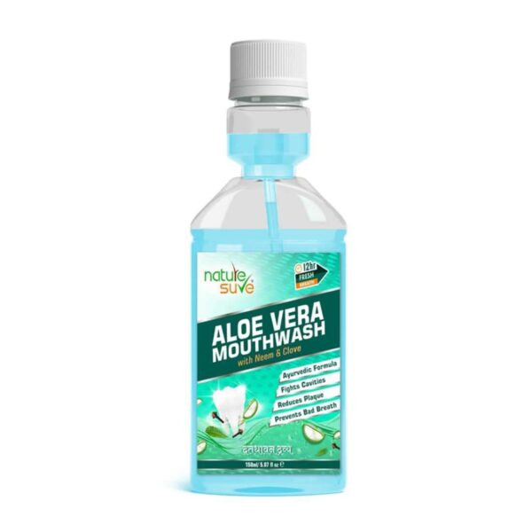 Nature Sure Aloe Vera Mouthwash with Neem and Clove Ayurvedic Antimicrobial Alcohol-Free Formula for Oral Health & Fresh Breath in Men, Women &...