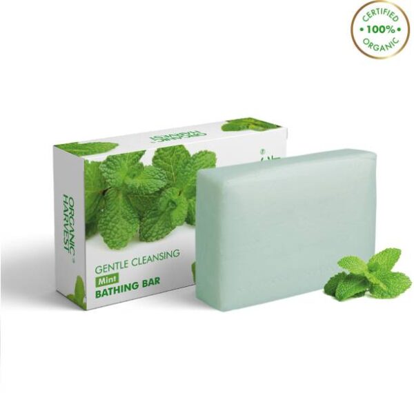 Organic Harvest Gentle Cleansing Mint Bathing Bar, For Skin Moisturisation, For All Skin Types