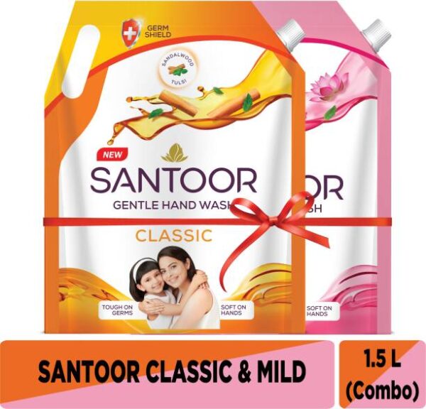 Santoor Classic & Mild Handwash Hand Wash Pouch